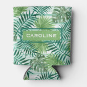Custom Retro Angesagt Tropical Green Palm Leaftern Dosenkühler (Vorderseite)