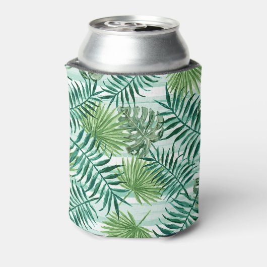 Custom Retro Angesagt Tropical Green Palm Leaftern Dosenkühler (Kanne Rückseite)