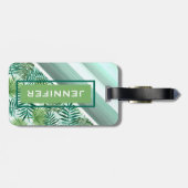 Custom Retro Angesagt Tropical Green Palm Leaftern Gepäckanhänger (Rückseite horizontal)