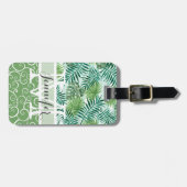 Custom Retro Angesagt Tropical Green Palm Leaftern Gepäckanhänger (Vorderseite horizontal)