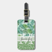 Custom Retro Angesagt Tropical Green Palm Leaftern Gepäckanhänger (Vorderseite vertikal)