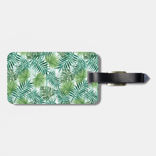 Custom Retro Angesagt Tropical Green Palm Leaftern Gepäckanhänger (Rückseite horizontal)