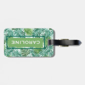 Custom Retro Angesagt Tropical Green Palm Leaftern Gepäckanhänger (Rückseite horizontal)