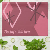 Custom Retro Atomdiamanten Red Geschirrtuch (Gefaltet)