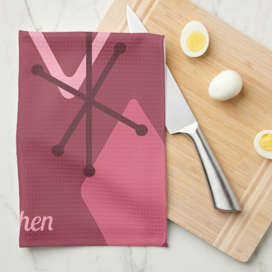 Custom Retro Atomdiamanten Red Geschirrtuch (Viertel Falte)