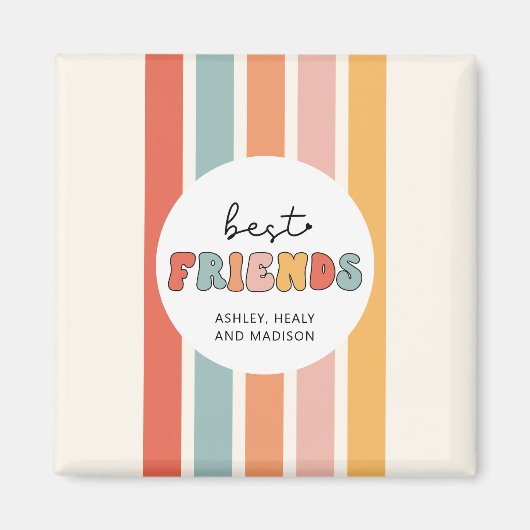 Custom Retro Best Friends Beste Freundinnen Niedli Magnet (Vorne)