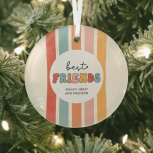 Custom Retro Best Friends Beste Freundinnen Niedli Ornament Aus Glas