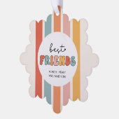 Custom Retro Best Friends Beste Freundinnen Niedli Ornament Karte (Linke Ecke)