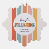 Custom Retro Best Friends Beste Freundinnen Niedli Ornament Karte (Rückseite)