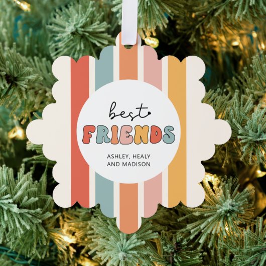 Custom Retro Best Friends Beste Freundinnen Niedli Ornament Karte (Insitu (Baum))