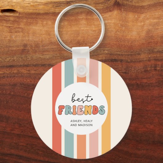 Custom Retro Best Friends Beste Freundinnen Niedli Schlüsselanhänger (Rückseite)