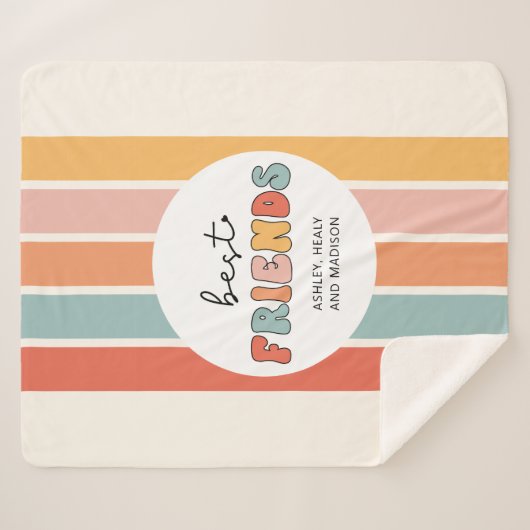 Custom Retro Best Friends Beste Freundinnen Niedli Sherpadecke (Vorderseite (Horizontal))