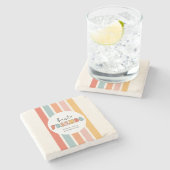 Custom Retro Best Friends Beste Freundinnen Niedli Steinuntersetzer (Seitenansicht)