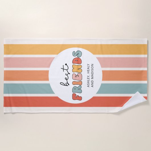 Custom Retro Best Friends Beste Freundinnen Niedli Strandtuch (Vorderseite)