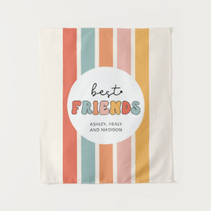 Custom Retro Best Friends Beste Freundinnen Niedli Wandteppich