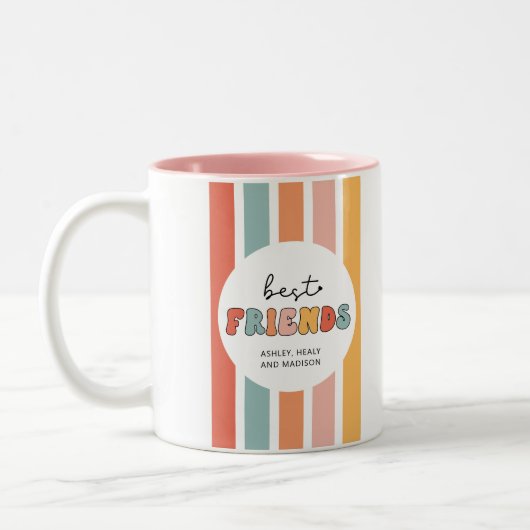 Custom Retro Best Friends Beste Freundinnen Niedli Zweifarbige Tasse (Links)