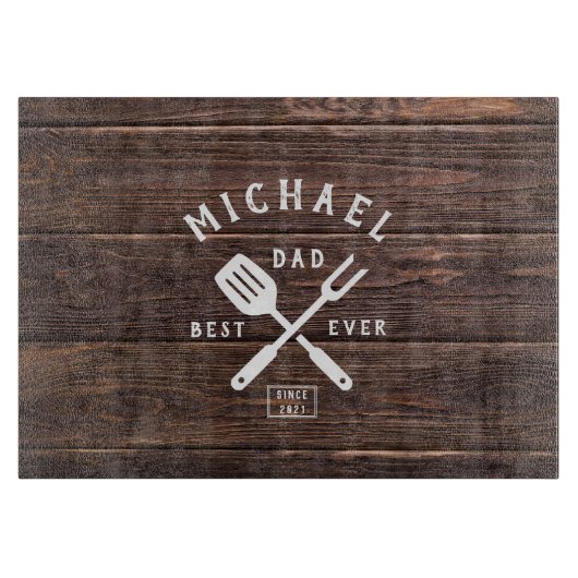 Custom Retro BEST VATER je rustikale Dunkelholzdru Schneidebrett (Vorderseite)