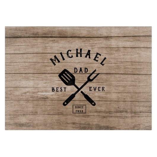 Custom Retro BEST VATER JE Rustikale Holzdruck Schneidebrett (Vorderseite)