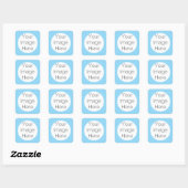 Custom Retro Blue Frame one Photo Square Sticker (Blatt)