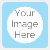 Custom Retro Blue Frame one Photo Square Sticker (Vorderseite)
