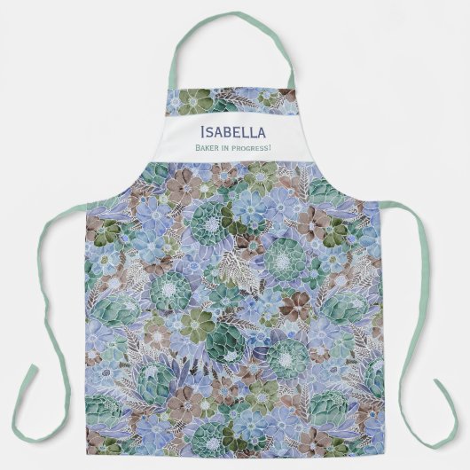 Custom Retro Blue Protea und Daisy Schürze (Vorderseite)