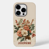 Custom Retro Blume Hawthorn iPhone 14 Tough Case (Rückseite)