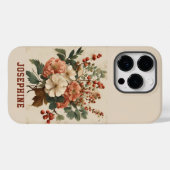 Custom Retro Blume Hawthorn iPhone 14 Tough Case (Rückseite (Horizontal))
