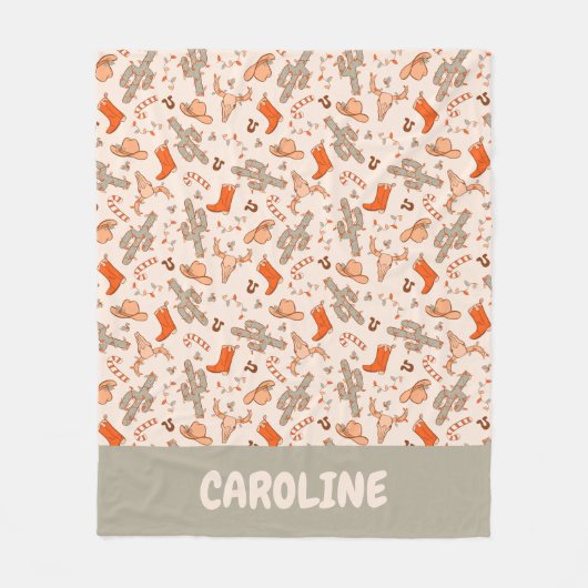 Custom Retro Boho Western Weihnachtswüste Kaktus Fleecedecke (Vorderseite)