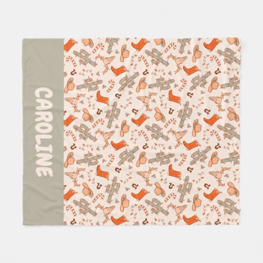 Custom Retro Boho Western Weihnachtswüste Kaktus Fleecedecke (Vorderseite (Horizontal))