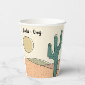 Custom Retro Boho Wüste Cactus Wedding Pappbecher (Rückseite)
