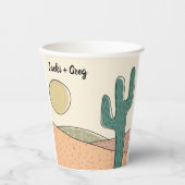 Custom Retro Boho Wüste Cactus Wedding Pappbecher (Vorderseite)