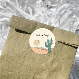 Custom Retro Boho Wüste Cactus Wedding Runder Aufkleber