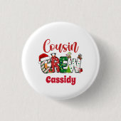 Custom Retro Cousin Crew Weihnachten Button (Vorderseite)