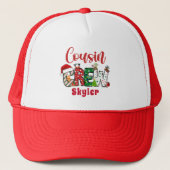 Custom Retro Cousin Crew Weihnachten Doodle T - Sh Truckerkappe (Vorderseite)