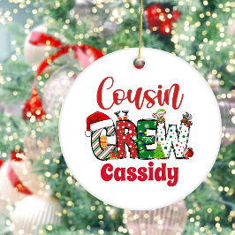 Custom Retro Cousin Crew Weihnachten Keramik Ornament