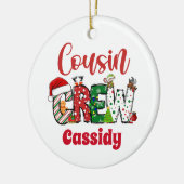 Custom Retro Cousin Crew Weihnachten Keramik Ornament (Links)