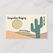 Custom Retro Desert Cactus Interior Designer Visitenkarte (Vorderseite)