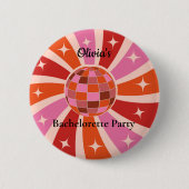 Custom Retro Disco Junggeselinnen-Abschied Button (Vorderseite)