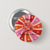 Custom Retro Disco Junggeselinnen-Abschied Button (Vorne & Hinten)