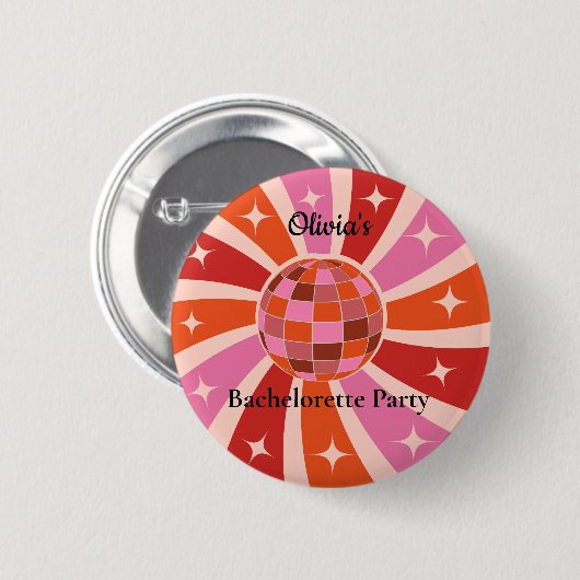 Custom Retro Disco Junggeselinnen-Abschied Button (Vorne & Hinten)