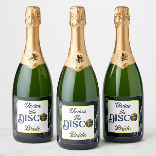 Custom Retro Disco Junggeselinnen-Abschied Disco Schaumweinetikett (Flaschen)