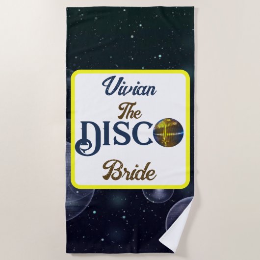Custom Retro Disco Junggeselinnen-Abschied Disco Strandtuch (Vorderseite)