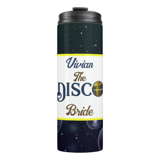 Custom Retro Disco Junggeselinnen-Abschied Disco Thermosbecher (Vorderseite)