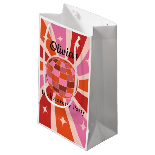 Custom Retro Disco Junggeselinnen-Abschied Kleine Geschenktüte (Vorderseite Schrägansicht)