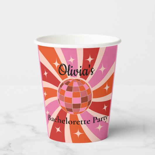 Custom Retro Disco Junggeselinnen-Abschied Pappbecher (Rückseite)