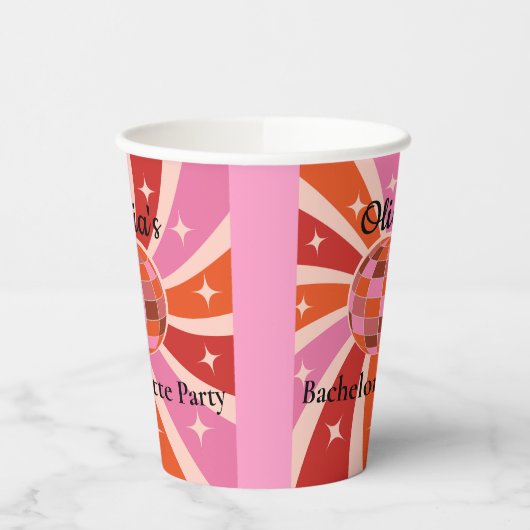Custom Retro Disco Junggeselinnen-Abschied Pappbecher (Links)