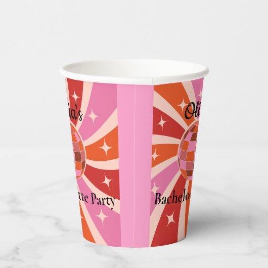 Custom Retro Disco Junggeselinnen-Abschied Pappbecher (Rechts)