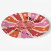 Custom Retro Disco Junggeselinnen-Abschied Pappteller (Schrägansicht)