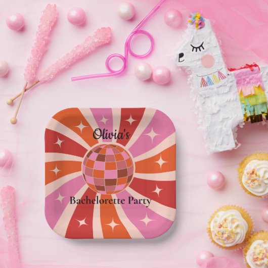 Custom Retro Disco Junggeselinnen-Abschied Pappteller (Party)