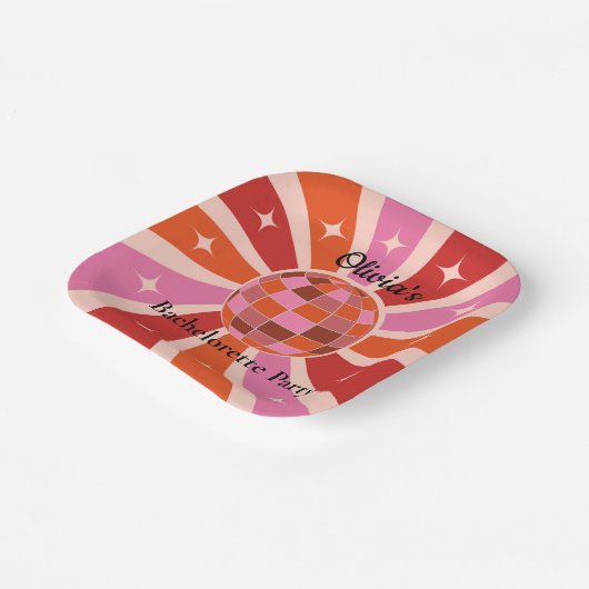 Custom Retro Disco Junggeselinnen-Abschied Pappteller (Gewinkelt)